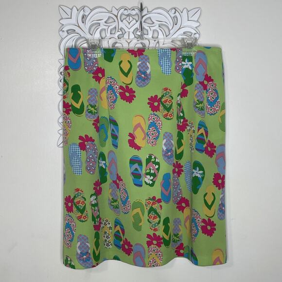 COURTENAY Stretch Women's 14 Tank Top & Skirt 2-Piece Set Flip Flop Print GREEN - Picture 9 of 16